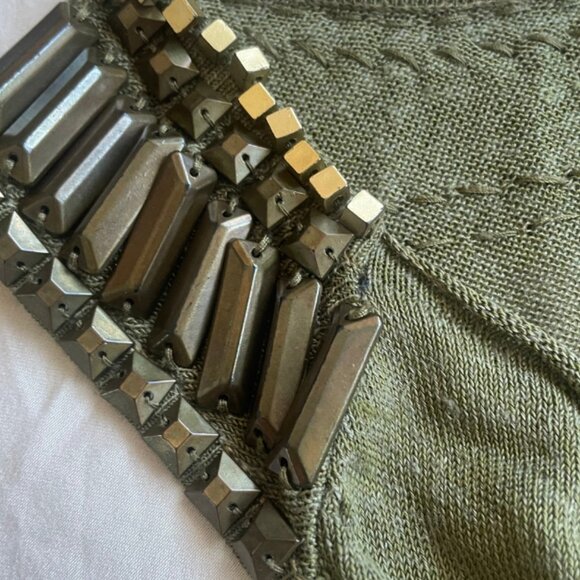 cache khaki flowy beaded scoop neck tank top size medium - Picture 8 of 8